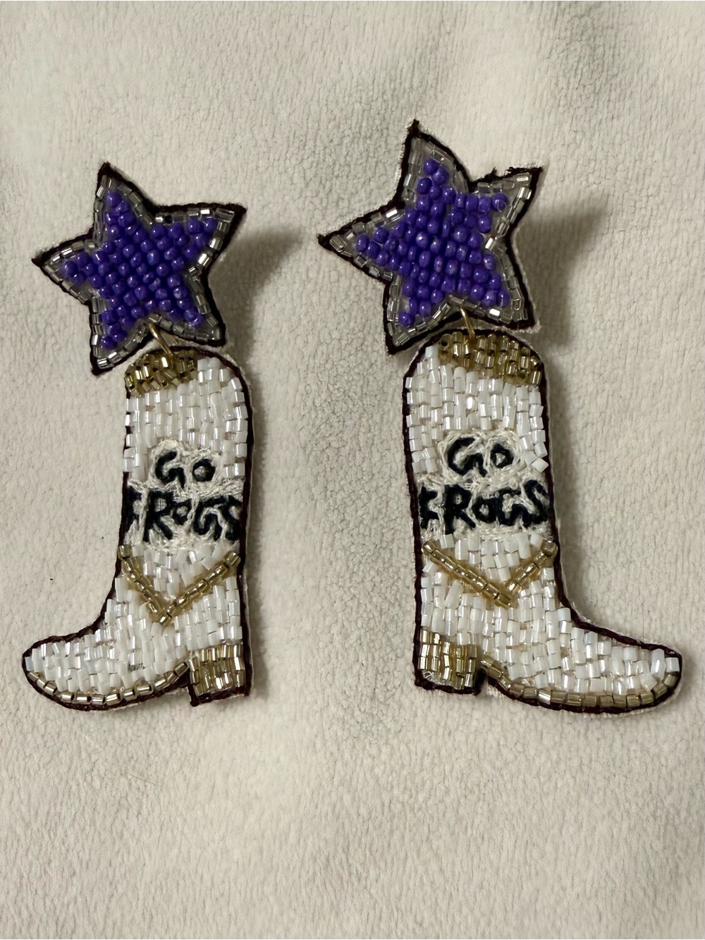 TCU Horned Frogs Game Day Earrings Texas Collegiate Go Frogs Cowboy Boots